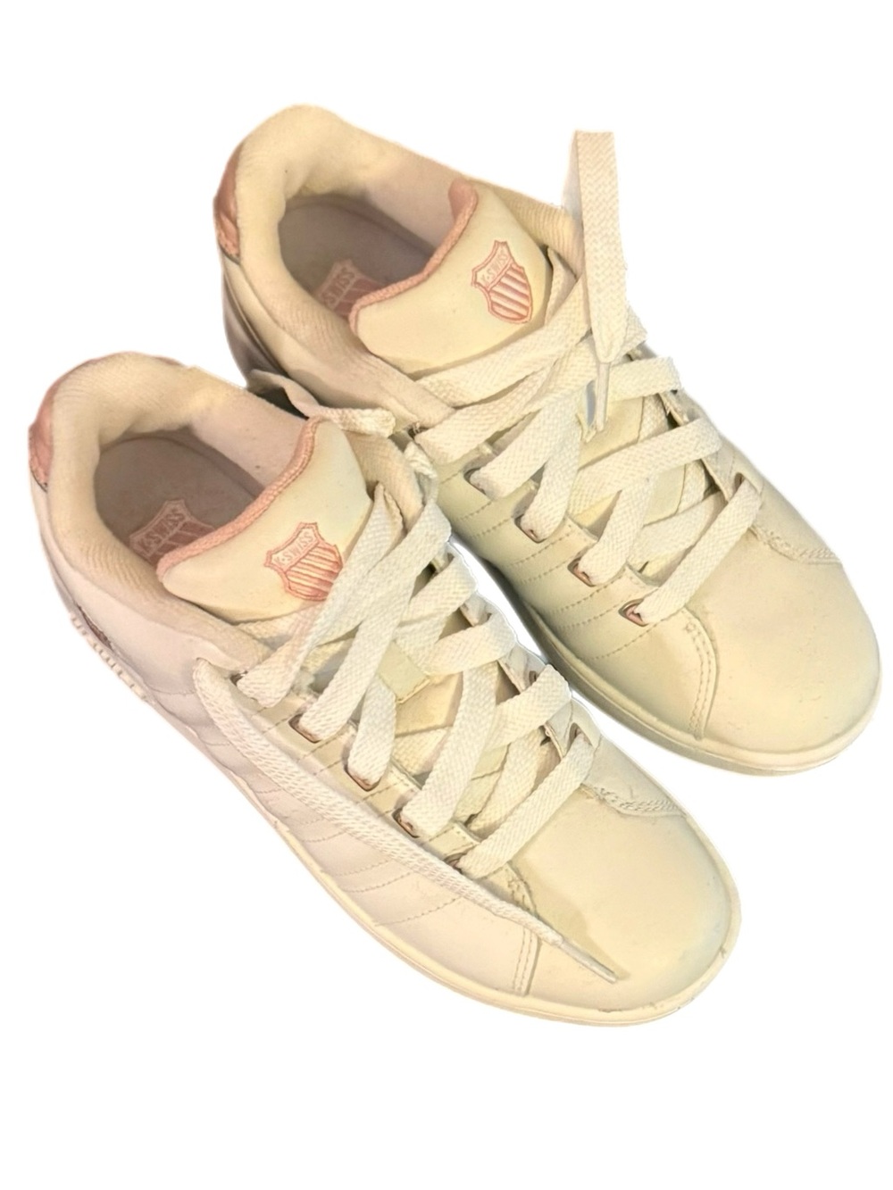 K-Swiss Classic White Athletic Sneakers w Light Pink Accent  in size 6 1/2 NIB - Picture 10 of 17